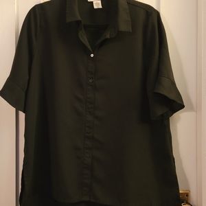 Alfred Dunner Women's Black Blouse with Ruffled sleeve in size XL